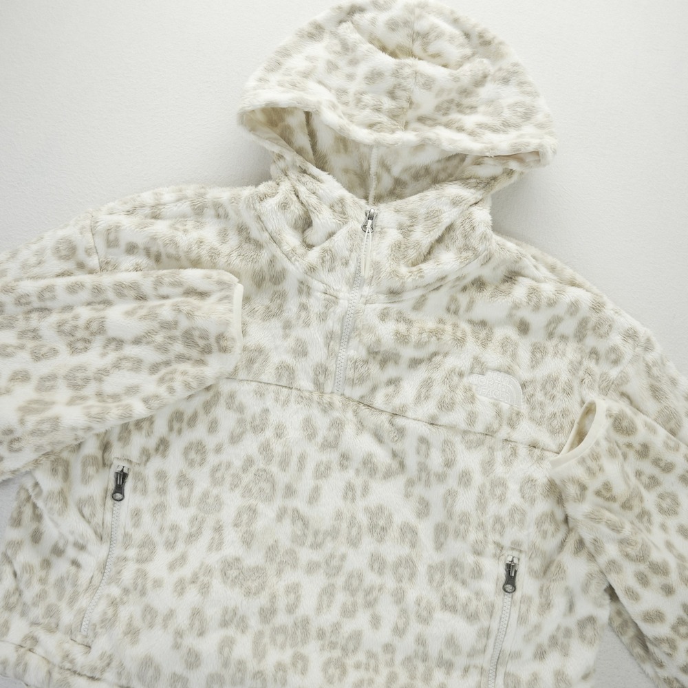 The North Face Osito Quarter Zip Fleece Hoodie Leopard Print Cream XL NF0A5IYA